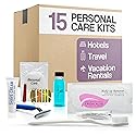 Personal Care Travel Toiletries | 1-Shoppe Amenities Kit | Travel Shaving Set, Toothbrush & Paste, Mouthwash, Makeup Wipes, Swabs, Nail File & Sewing