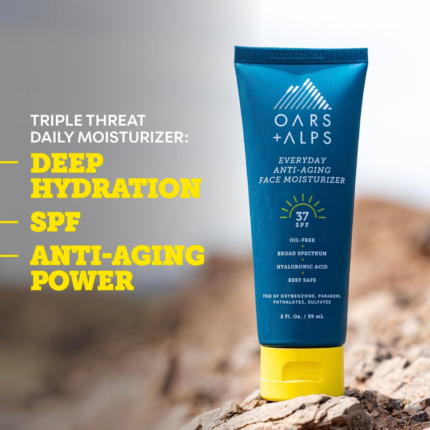 Oars + Alps Travel Sunscreen for Face & Everday Use, SPF 37 Anti Aging Face Sunscreen & Body Lotion, Infused with Hyaluronic Acid, Vitamin E and B5