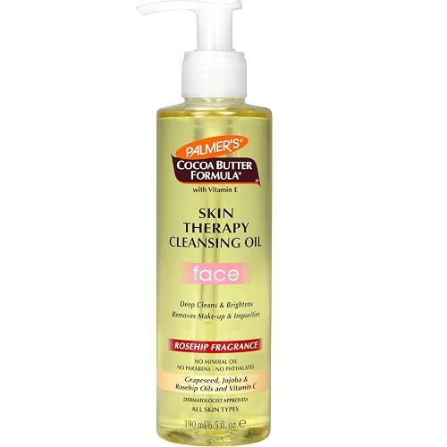 Palmer's Cocoa Butter Formula Skin Therapy Cleansing Oil, Gentle Makeup Remover with Rosehip Oil and Vitamin C, 6.5 Ounce