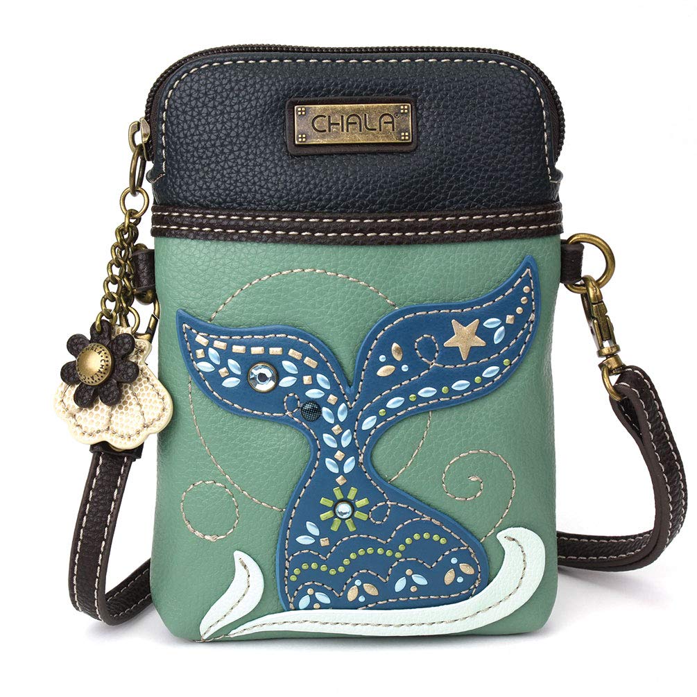 CHALA Dazzled Cell Phone Crossbody Purse-Women PU Leather Multicolor Handbag with Adjustable Strap - Mermaid Tail - teal