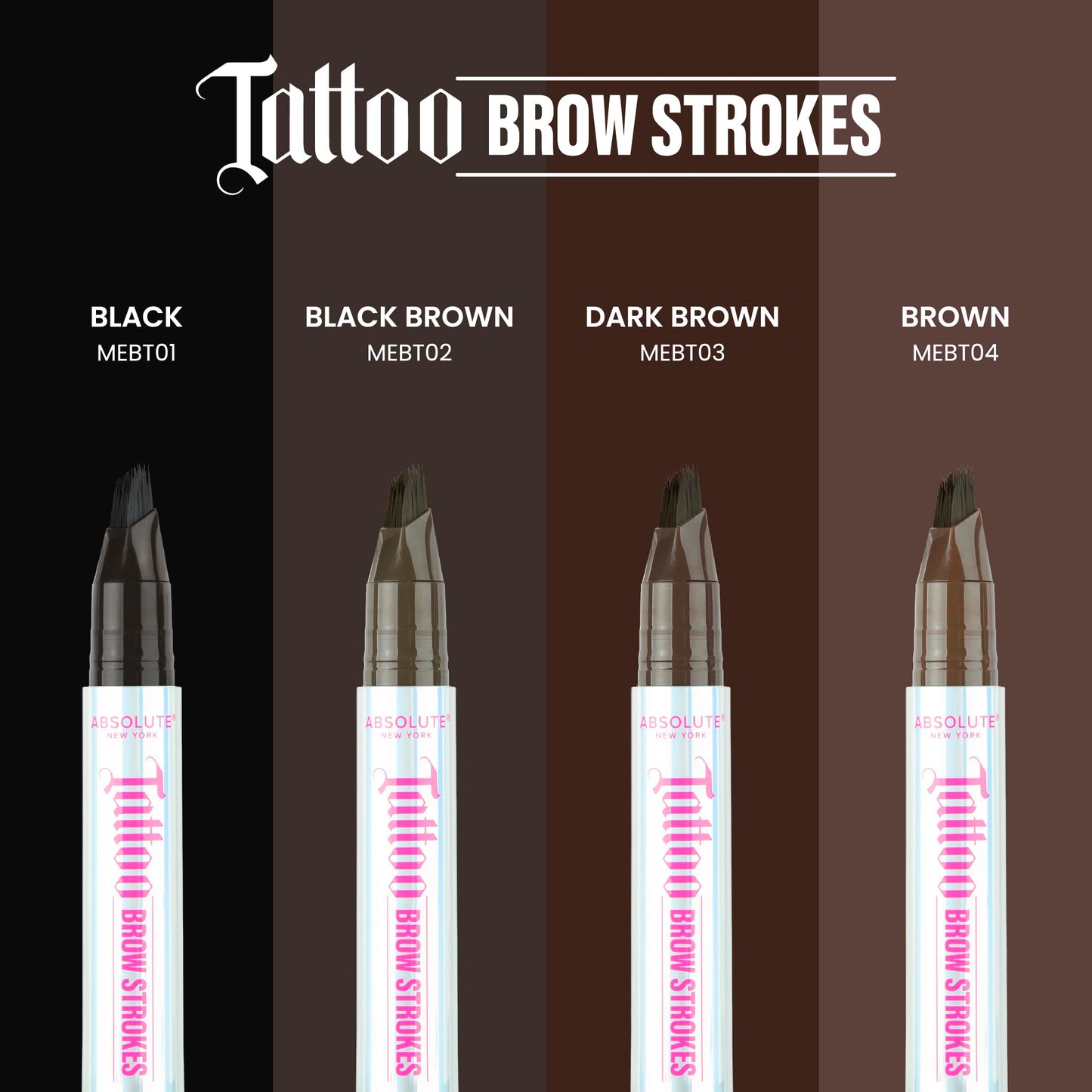 Absolute New York Tattoo Brow Strokes, Natural Mirco Bladed Effect, Define and Perfect Brows (MEBT01 Black)