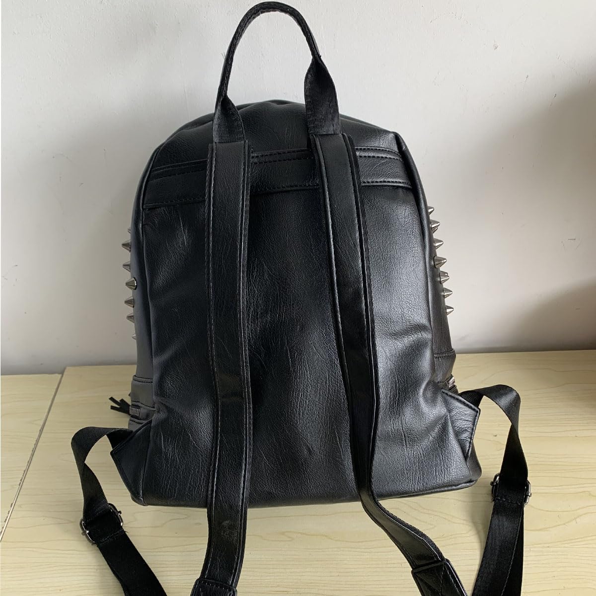 YOUNXSL Women Skull Rivet Backpack Purse Fashion PU Leather Designer Travel Bag Ladies Shoulder Bags(Black)