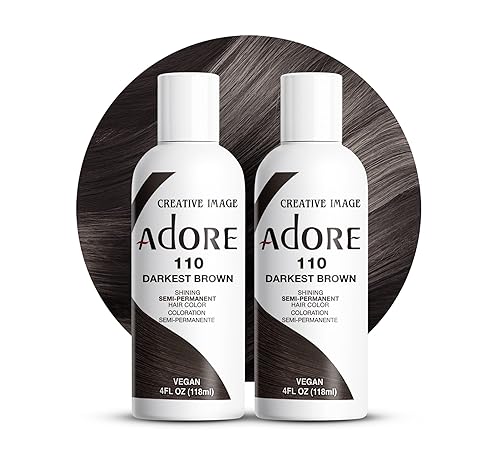 Adore Semi Permanent Hair Color (110 Darkest Brown) (2 Pack) | Vegan & Cruelty-Free Brown Hair Dye | No Ammonia, No Peroxide, No Alcohol | 4 Fl Oz