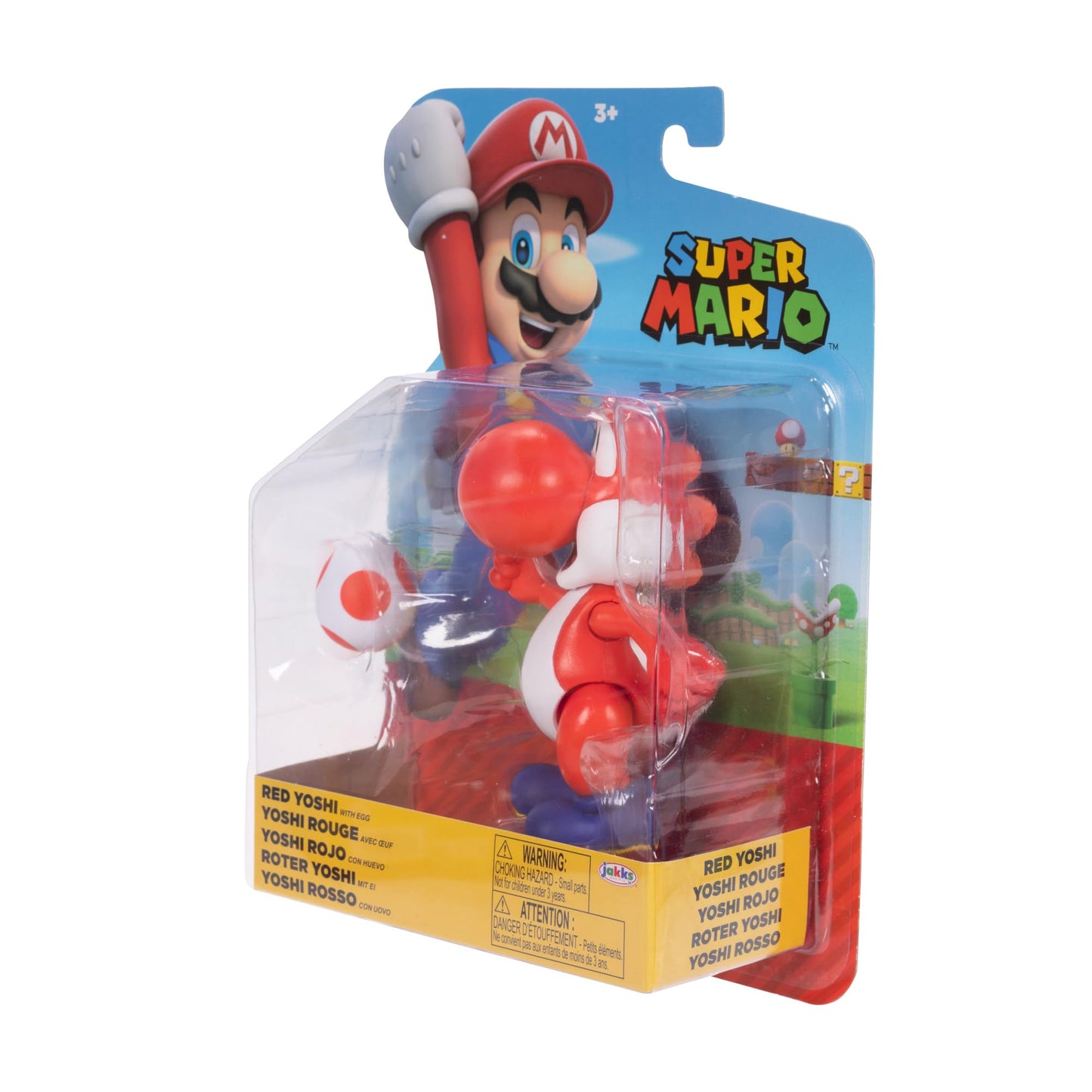 Nintendo Super Mario 4-Inch Red Yoshi Poseable Figure with Red Egg Accessory. Ages 3+ (Officially licensed)