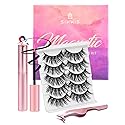 Sikkis Magnetic Eyelashes with Eyeliner - Magnetic Eyelashes Mink Look Kit, Mixed 3D Mink Reusable False Lashes with Applicator, No Glue Needed -5