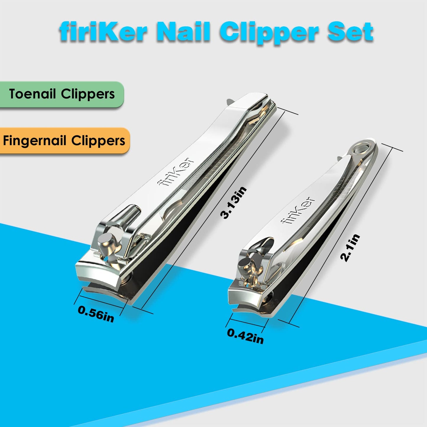 firiKer Nail Clipper Set,Premium Stainless Steel Fingernail and Toenail Clipper Cutters with Nail File, Sharp Effortless Nail Clippers Set for Men