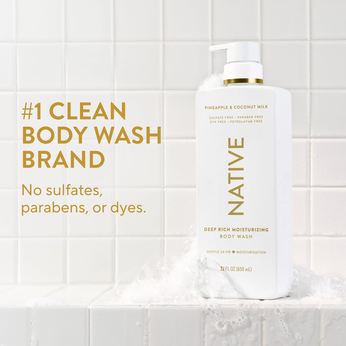 Native Moisturizing Body Wash, Clean & Gentle 24-Hour Hydration with Shea Butter, for Sensitive & Dry Skin, for Women & Men, Sulfate-free Beauty and Personal Care Native