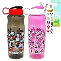 Disney Mickey & Minnie Mouse Water Bottle Set - 2 Pc School Supplies Bundle of Drinking Bottles Plus Stickers and More | Sports Cups for Kids