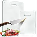 Tempered Glass Cutting Board for Kitchen, 2PCS Clear Chopping Board with Handle (16"x12" & 12"x8"), Plastic Free, Scratch Resistant, Heat Resistant…