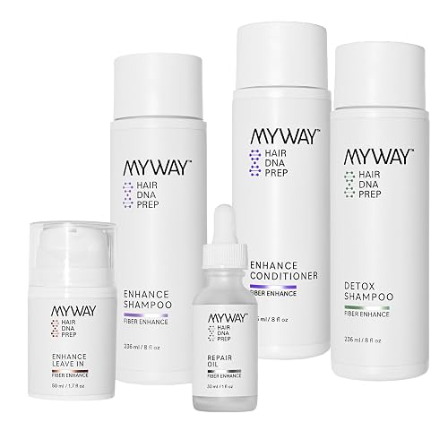 My Way Hair DNA Renewal Set - 5-Step System with Detox & Enhance Shampoos, Conditioner, Leave-In & Repair Oil - Deep Repair, Frizz Control, Shine