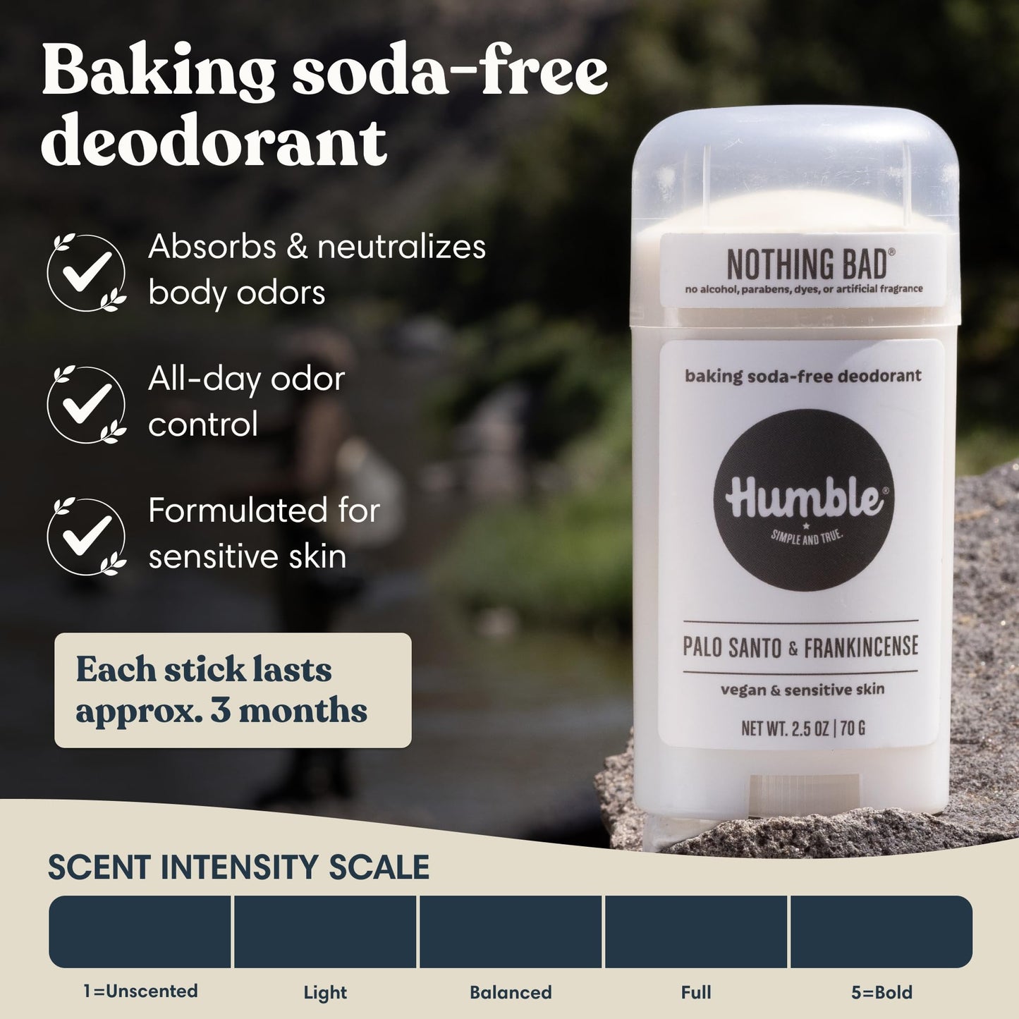 Humble Aluminum-Free Deodorant for Women & Men, Palo Santo & Frankincense - Baking Soda-Free Deodorant Stick for Sensitive Skin with Essential Oils Beauty and Personal Care HUMBLE SIMPLE AND TRUE.