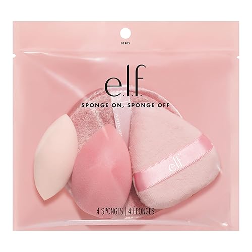 e.l.f. Sponge On, Sponge Off Kit, Four-Piece Makeup Sponge Set For Flawlessly Applying, Blending & Removing Face Makeup, Vegan & Cruelty-Free