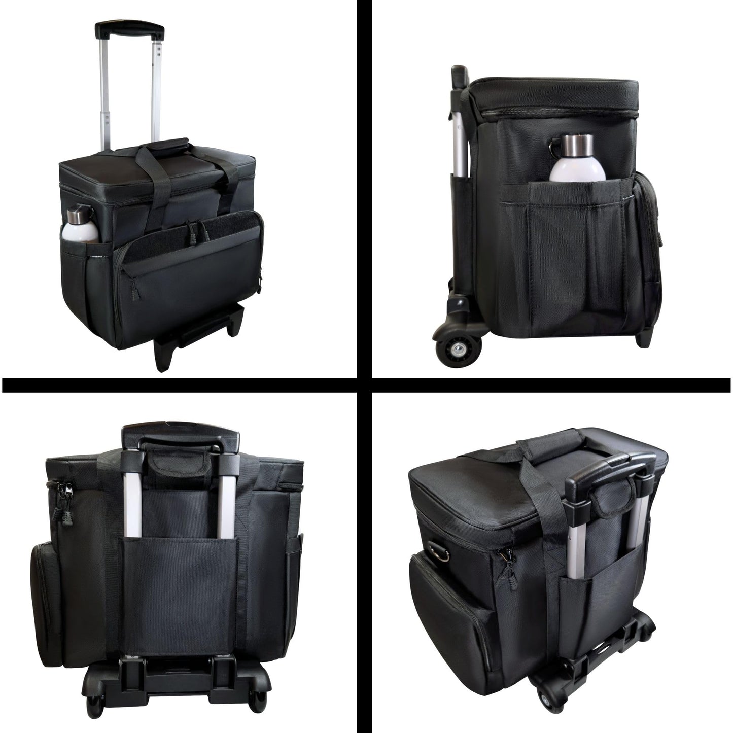 DERABY Rolling Teacher Tote Bag with wheels and Laptop Compartment, Wheeled Teacher Bag for Teaching, Detachable Trolley, Office, Craft, Black