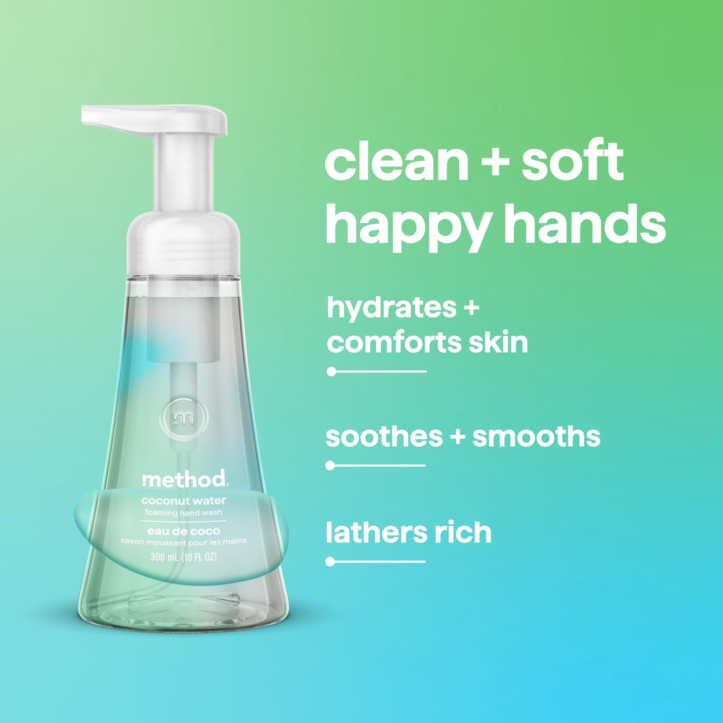Method Foaming Hand Wash, Coconut Water - Leaves Hands Feeling Soft, for Bathroom & Kitchen, Coconut Water, Jasmine & Watery Melon Notes, 10 fl oz, 3 Beauty and Personal Care Method