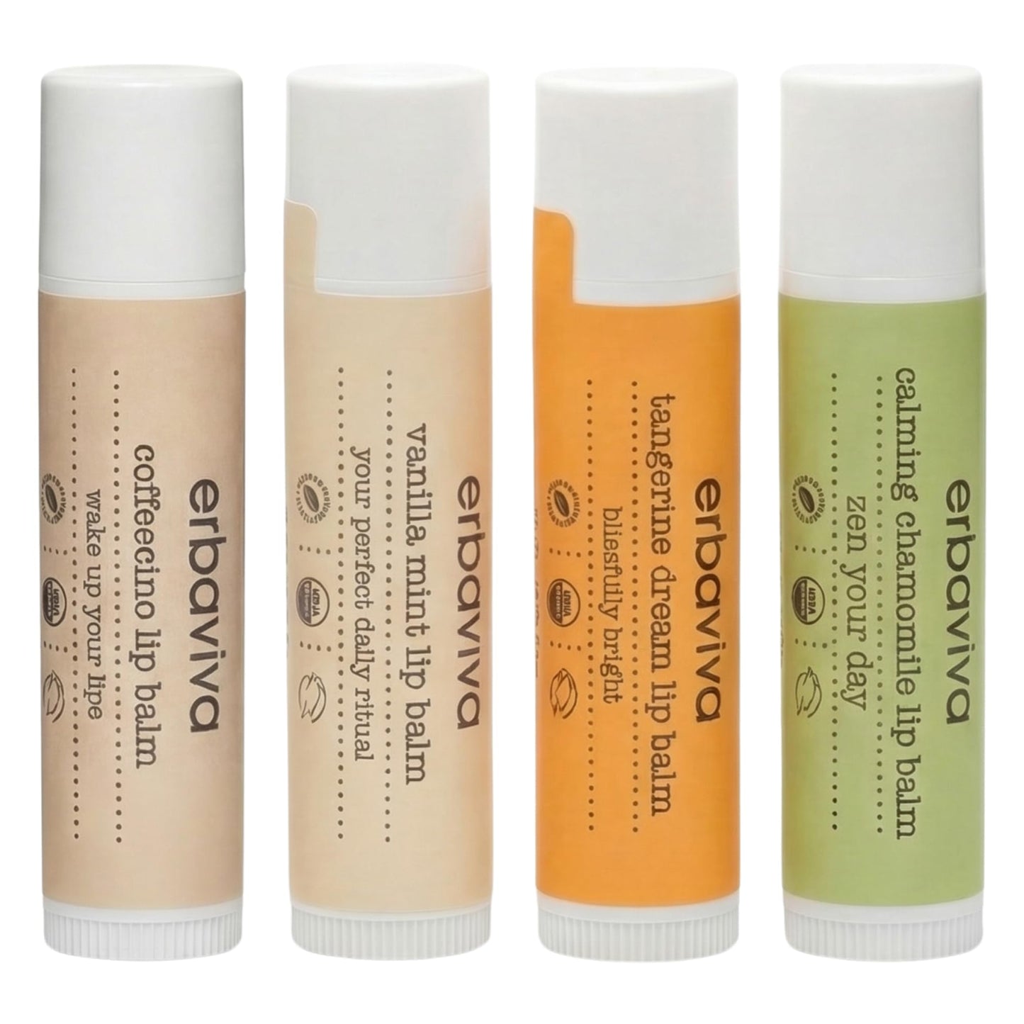 Erbaviva Vanilla Mint Lip Balm 4 Pack - USDA Organic Lip Balm with Elderflower, Calendula & Shea Butter - Long-Lasting Moisturizing Lip Care Beauty and Personal Care erbaviva