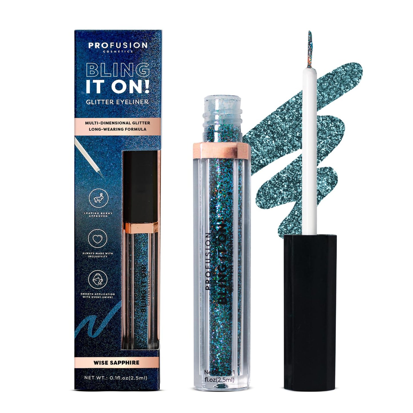 Profusion Cosmetics Bling It On! Glitter Eyeliner - Multi-Dimensional Liquid Liner with a Long-Wearing Formula Delivers a High-Impact, Multi-Use…