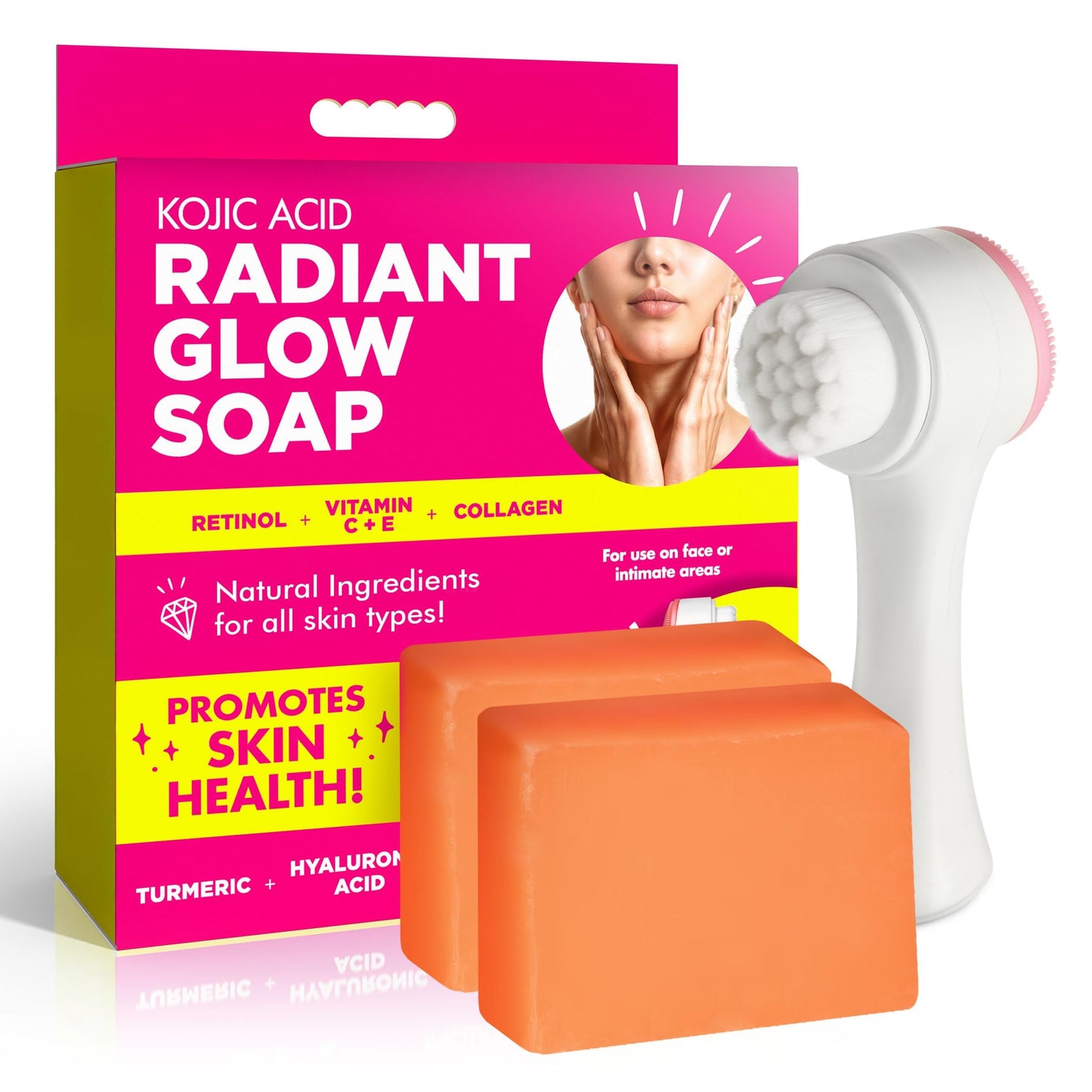 Cleanstream Radiance Soap Bars with Retinol, Vitamin C & Collagen - Gentle Cleanser for Face, Body & Intimate Areas - With Shea Butter, Turmeric