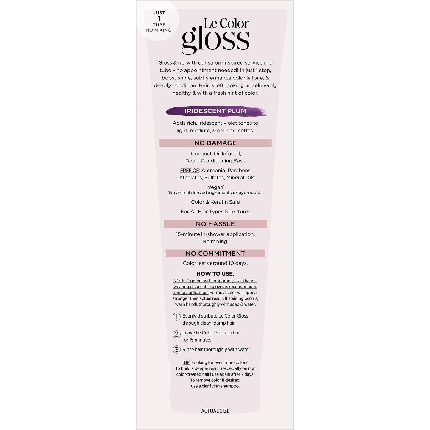 L’Oréal Paris Le Color Gloss One Step In-Shower Toning Hair Gloss, Neutralizes Brass, Conditions & Boosts Shine, Iridescent Plum Purple, 4 Ounce
