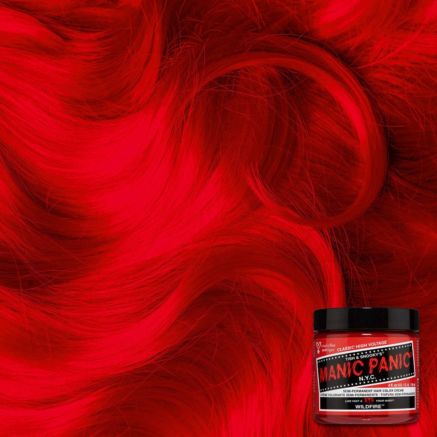 MANIC PANIC Classic Wildfire Semi Permanent Hair Color - Hot Reddish Orange Hair Dye for Women & Men That Lasts 4-6 Weeks - Vegan, Ammonia