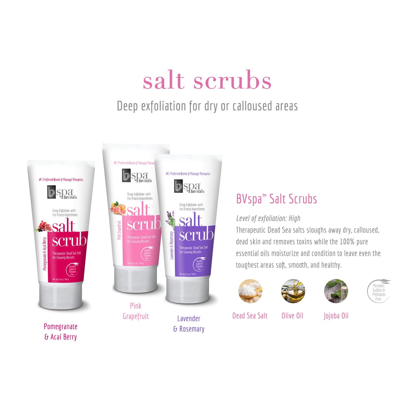 BV Spa by Bon Vital' Exfoliating Salt Scrub Glows, Lavender Rosemary Body Scrub to Repair Dry Skin, Exfoliant Made with Dead Sea Salt