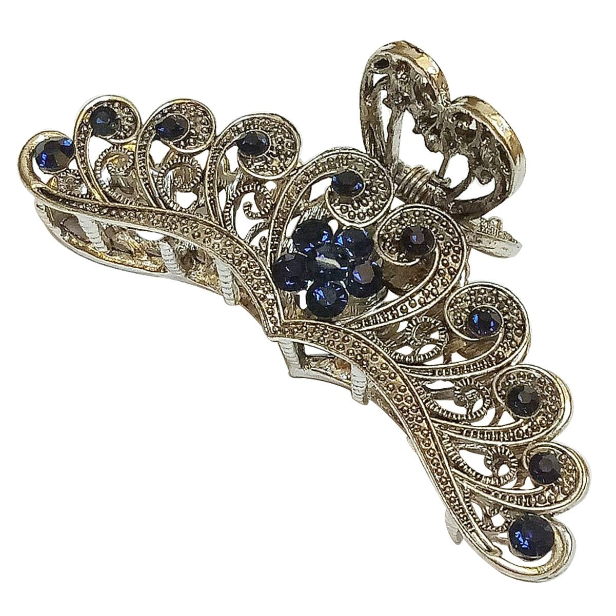 Numblartd Vintage Chic Rhinestone Large Size Fancy Hair Claw Jaw Clips Pins - Women Fashion Retro Metal Alloy Hair Catch Hair Updo Grip Hair