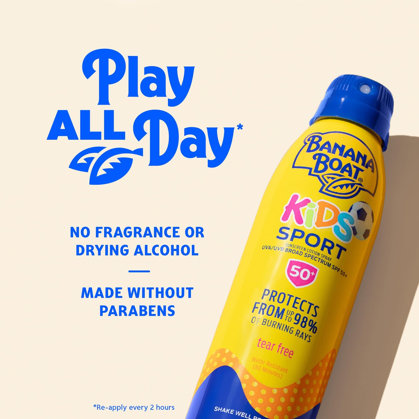 Banana Boat Kids Sport Sunscreen Spray SPF 50, 9.5oz, Childrens Sunscreen, Spray On Sunscreen SPF 50, Family Size Sunscreen, 9.5oz