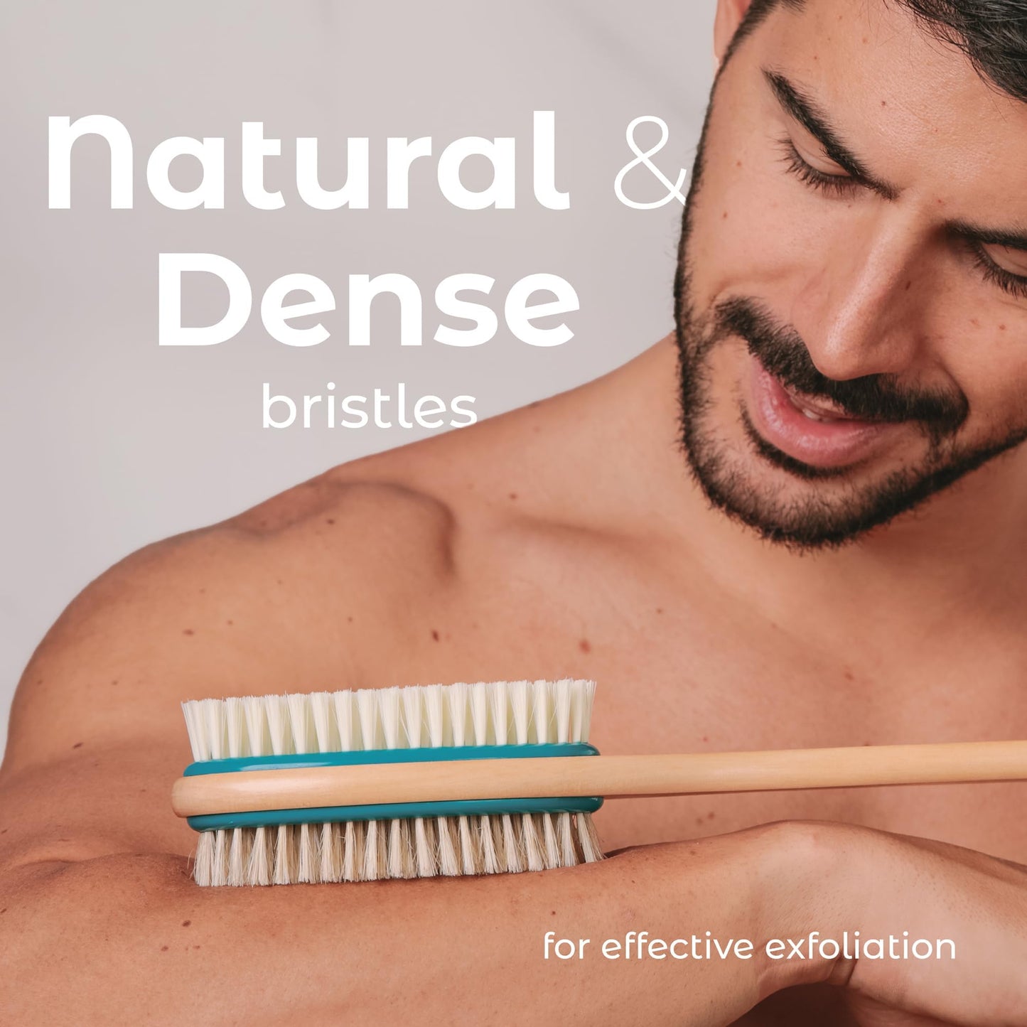 MainBasics Back Scrubber Shower Brush Long Handle Dual Sided Body Brush with Exfoliating Soft Bristles for Back Scrubbing Deep Cleaning and Body Wash