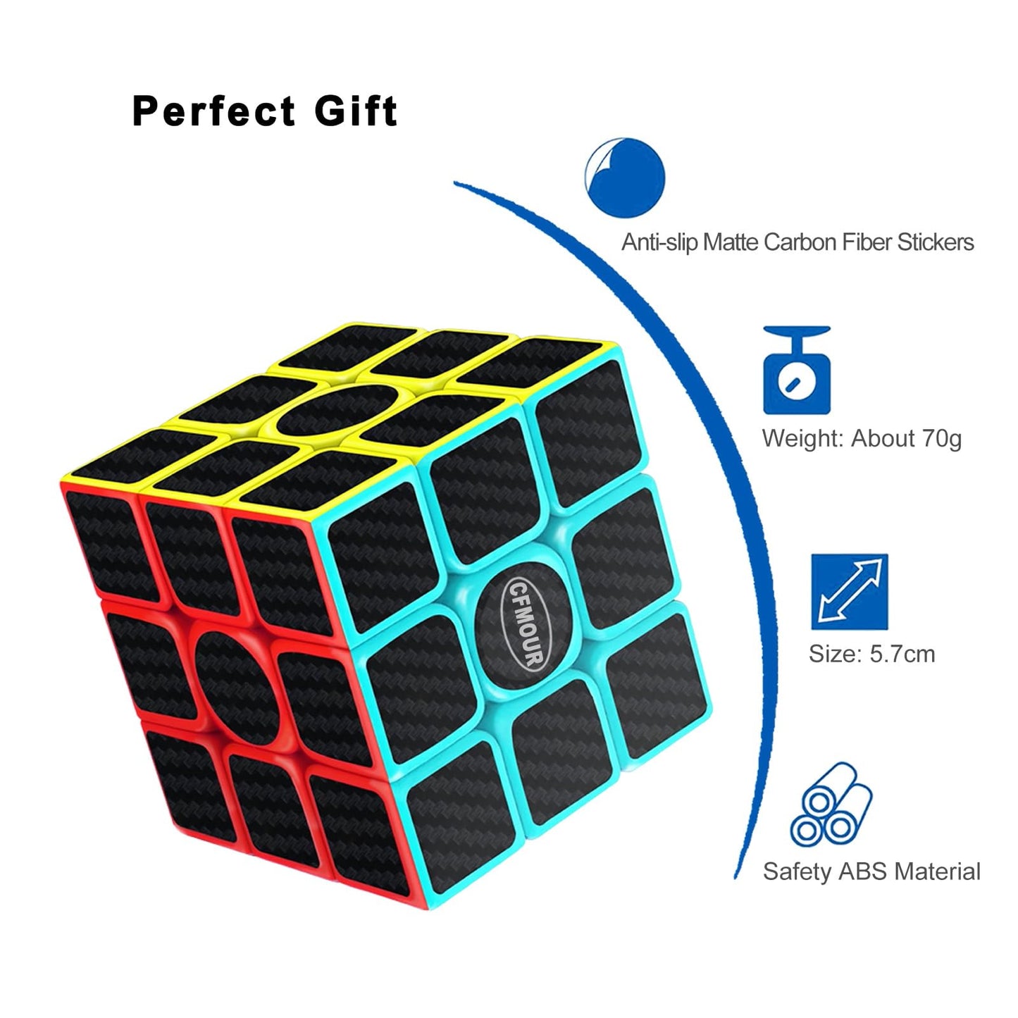 CFMOUR Original Speed Cube 3x3x3, Fast Magic Cube for Kids, Smooth Carbon Fiber Cubes, Puzzle Toys