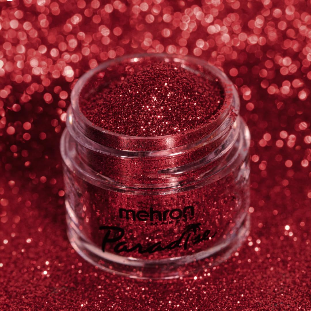 Mehron Makeup Paradise Glitter FX | Professional Shimmering Loose Glitter for Makeup & Art .25 oz (7 g) (RED)