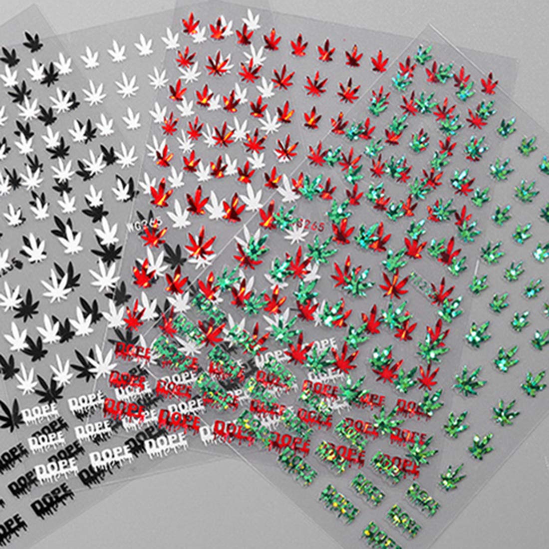 KITBE Bronzing Maple Leaves Nail Art Stickers 6 Sheets Laser Gold Silver Red Green Nail Art Decals Adhesive Nail Supplies Manicure Tips Beauty Charms Beauty & Personal Care KITBE