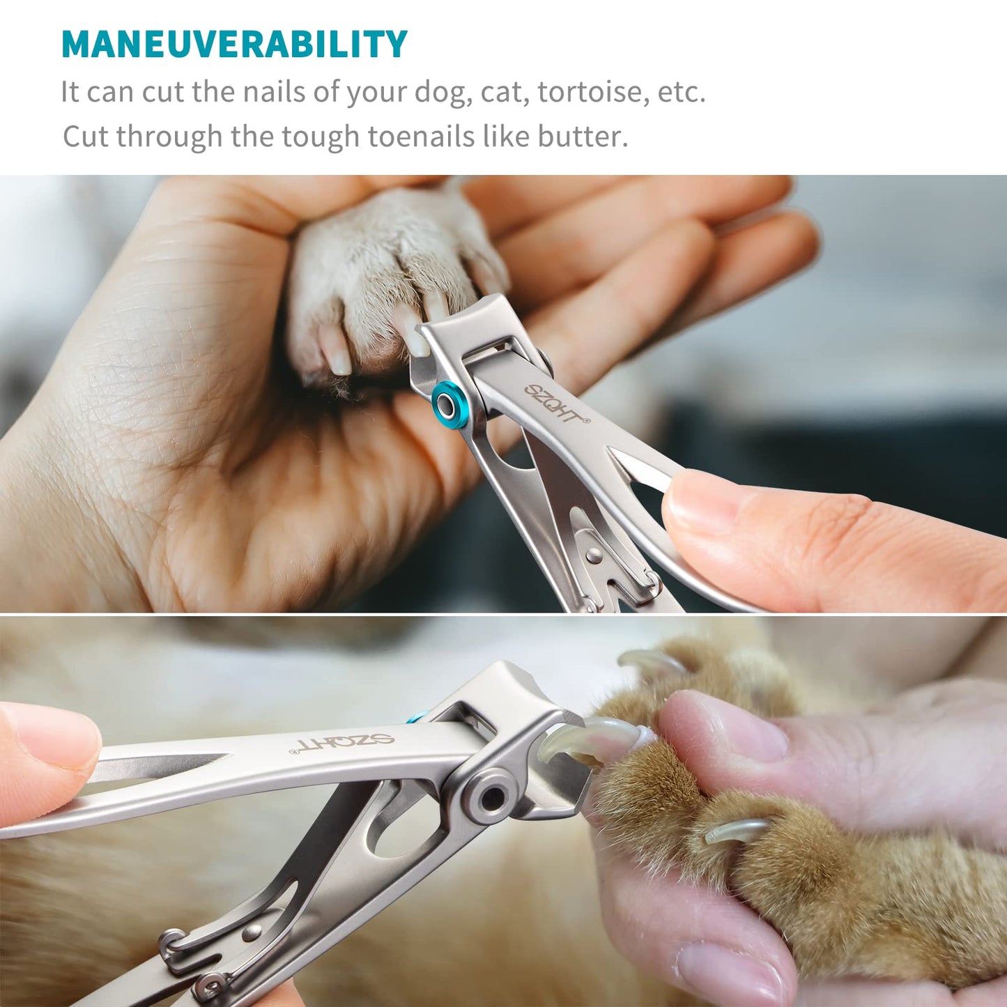 SZQHT Ultra Wide Jaw Opening Nail Clippers Set, Toenail Clippers for Thick Nails, Heavy Duty Nail Cutter, Stainless Steel Toe Nail Clippers