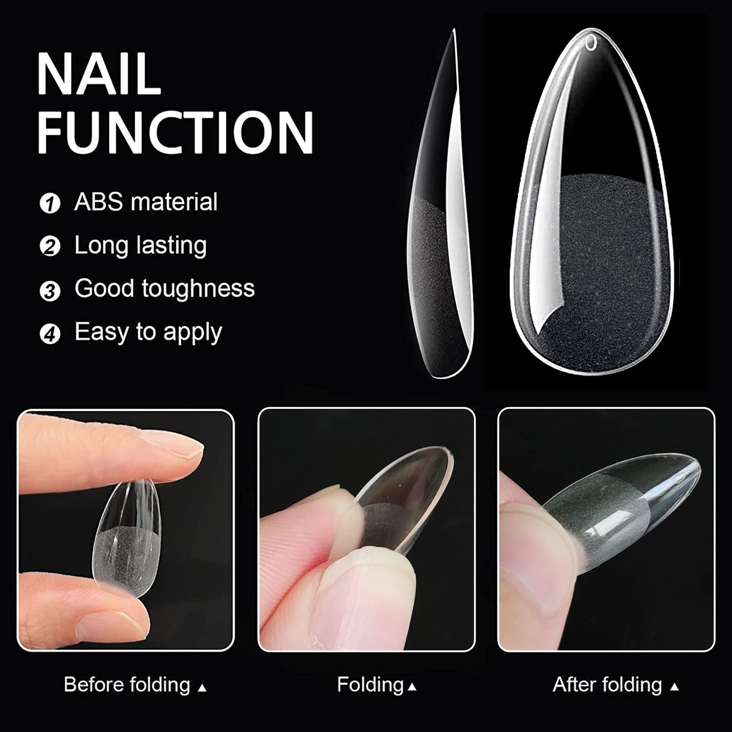 AddFavor 240pcs Almond Nail Tips Clear Full Cover Medium Length Short Almond Fake Nails Acrylic Gel Nail Tips for Salon and Home Nail Art Manicure 12