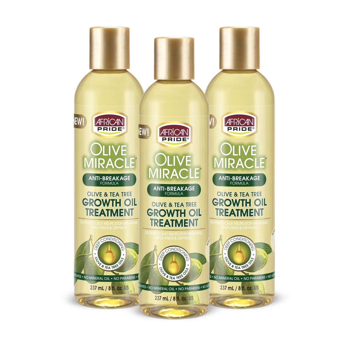 AFRICAN PRIDE Olive Miracle Growth Oil, 8 Oz (Pack of 3)