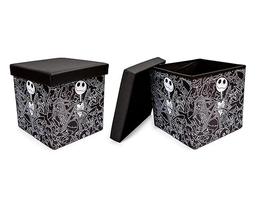 Disney The Nightmare Before Christmas Jack Skellington 15-Inch Storage Bin Cube Organizers, Set of 2 | Fabric Basket Container, Cubby Closet…