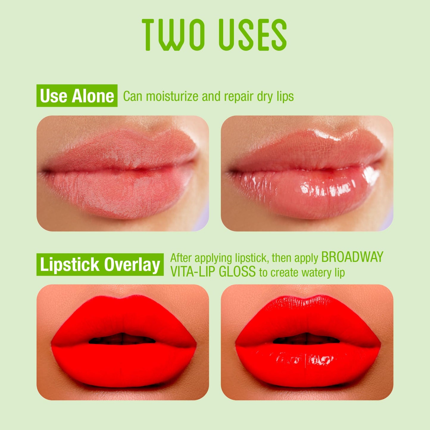 Ruby Kisses Broadway Vita-Lip Clear Lip Gloss (Mint Oil 6 Pack), Ultra-Hydrating & Soothing Formula with Vitamin Oils, High-Shine Non-Sticky Finish