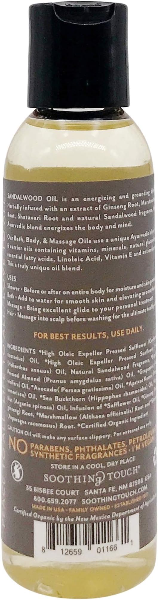 Soothing Touch, Bath Body Massage Oil Sandalwood, 8 Ounce8