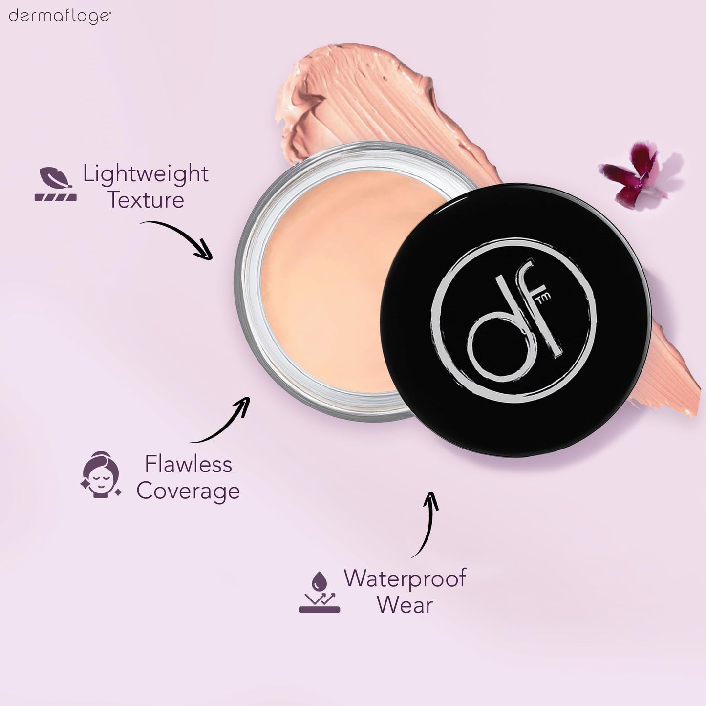 Dermaflage Waterproof Concealer Cream - Full Coverage, Matte Finish, Covers Dark Circles, Tattoos, Acne (Light)