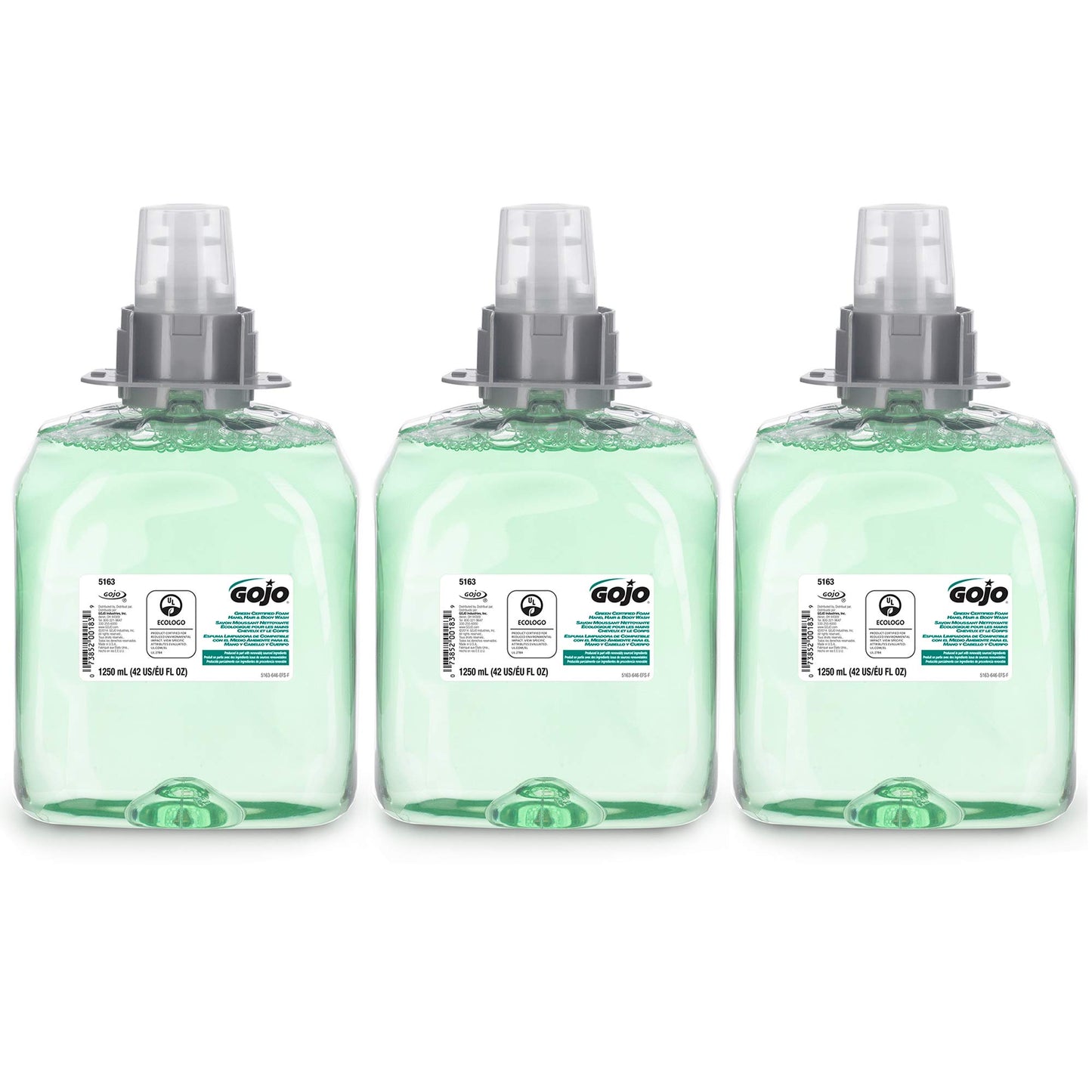 GOJO Green Certified Foam Hand, Hair & Body Wash, Cucumber Melon Scent, 1250 mL Refill FMX-12 Push-Style Dispenser (Pack of 3) - 5163-03 Beauty & Personal Care GOJO
