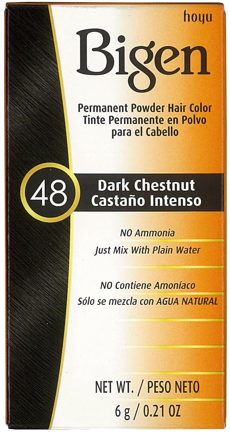 Bigen Permanent Powder Hair Color 48 Dark Chestnut 1 ea (Pack of 4)