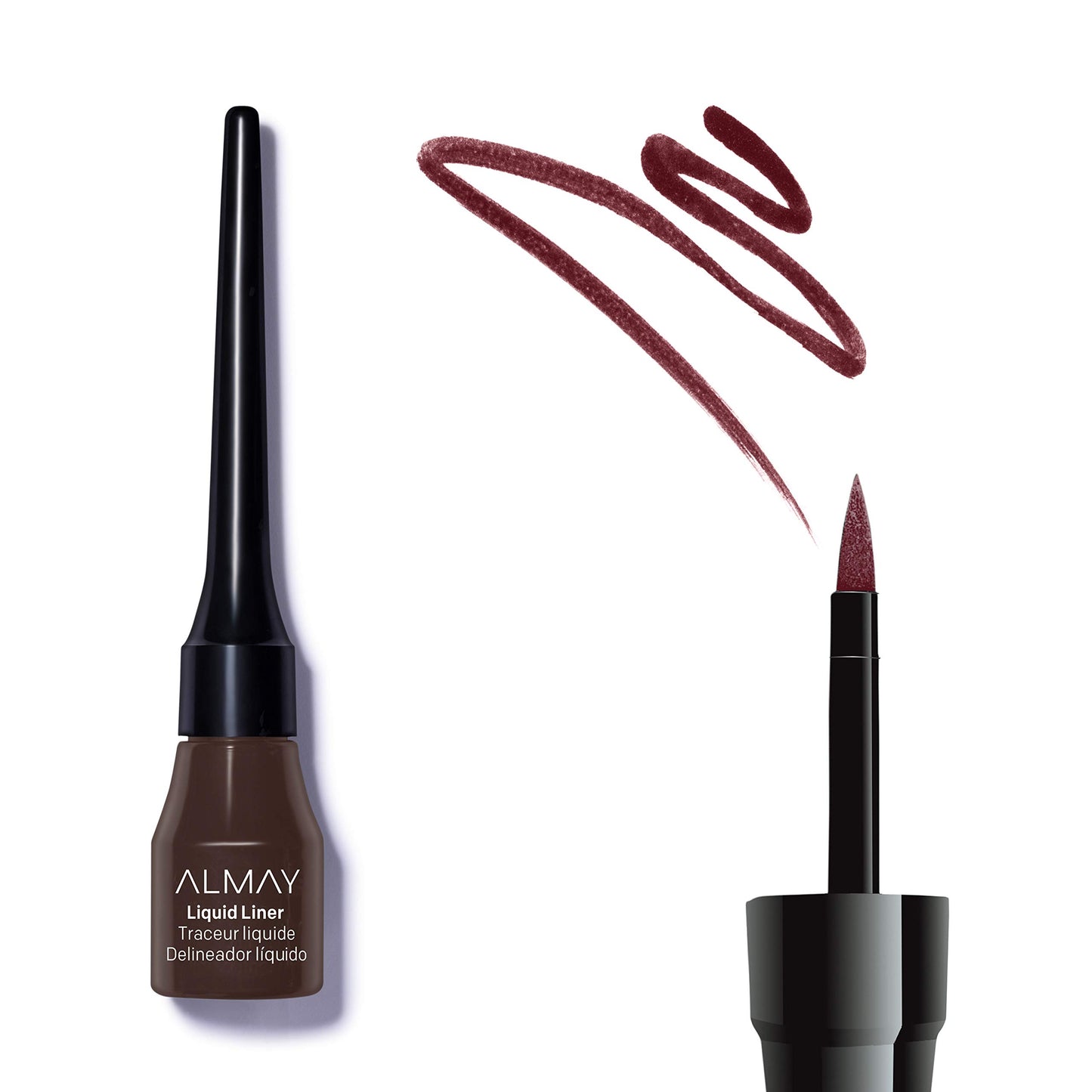 Almay Liquid Eyeliner, Waterproof, Fade-Proof Eye Makeup, Easy-to-Apply Liner Brush (Packaging May Vary), 222 Brown