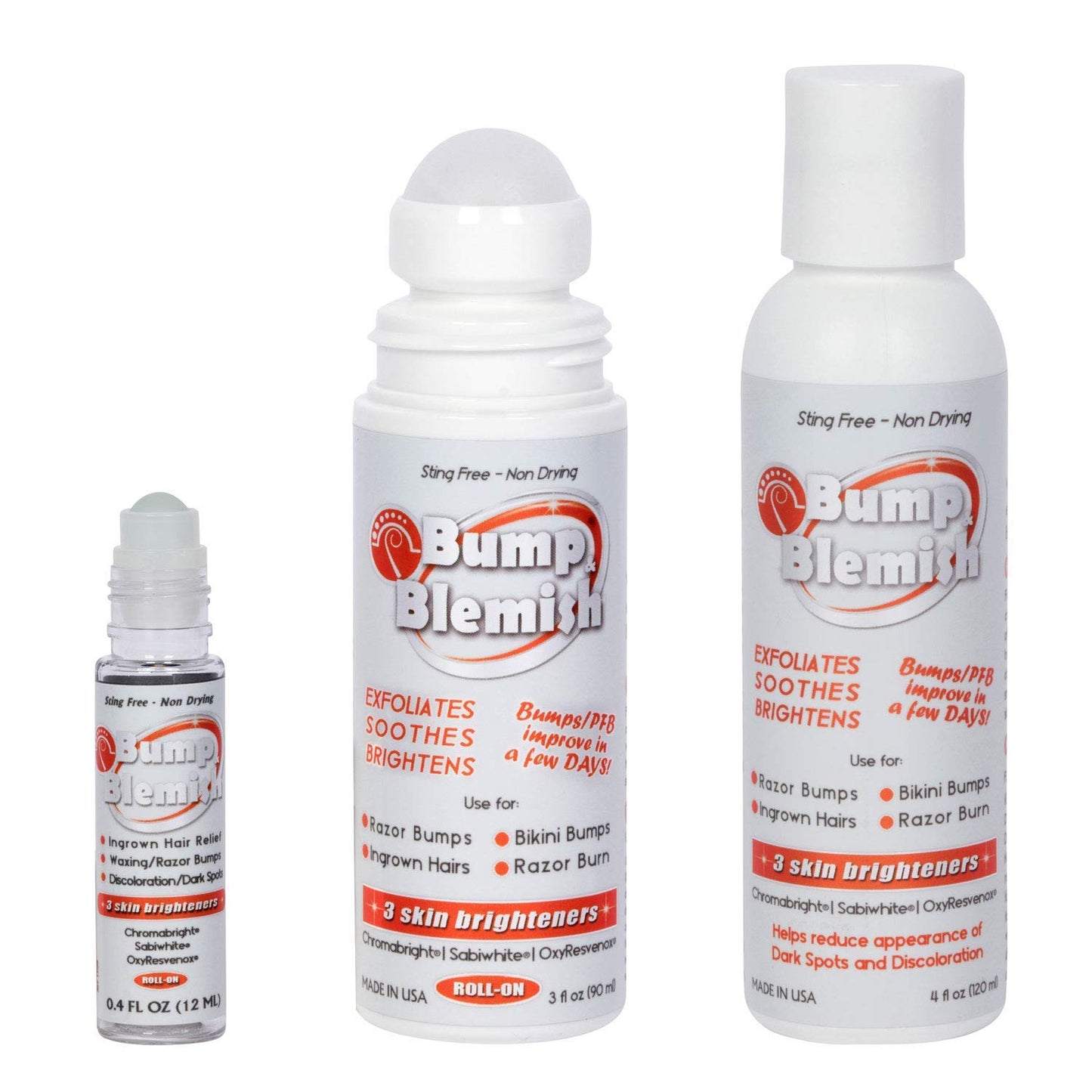 BUMP & BLEMISH 90 ML LARGER ROLL-ON CHROME FORMULA Solution for all hair removal complications: razor bumps (PFB), razor burn, ingrown hairs & the