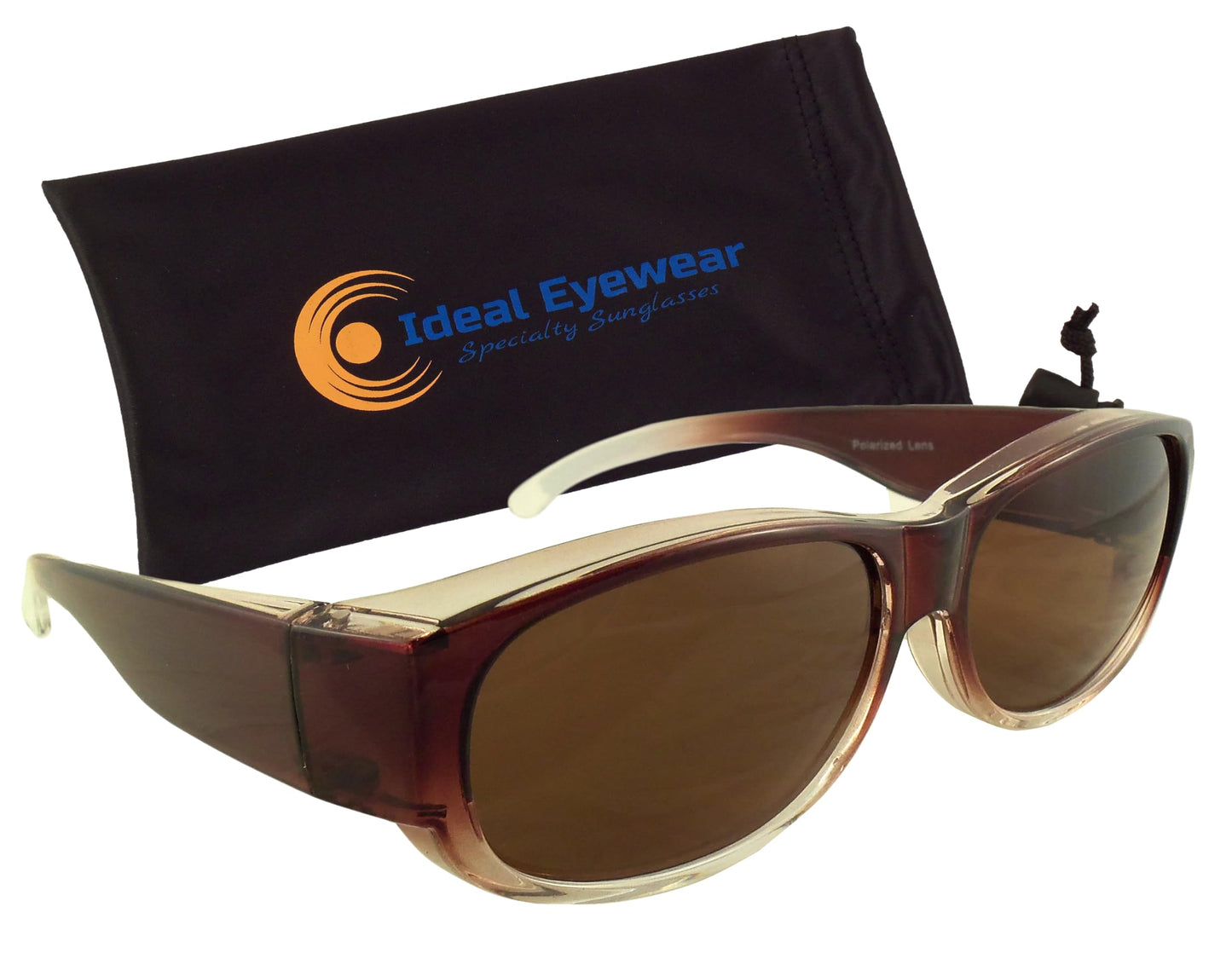 Ideal Eyewear Womens Ombre Fit Over Sunglasses Wear Over Prescription Glasses - Polarized Lenses - Case Included (Brown)