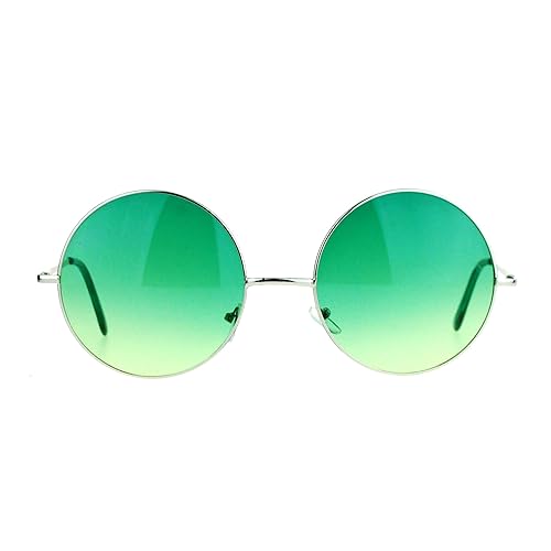 SA106 Hippie Oceanic Gradient Large Circle Lens Sunglasses Green