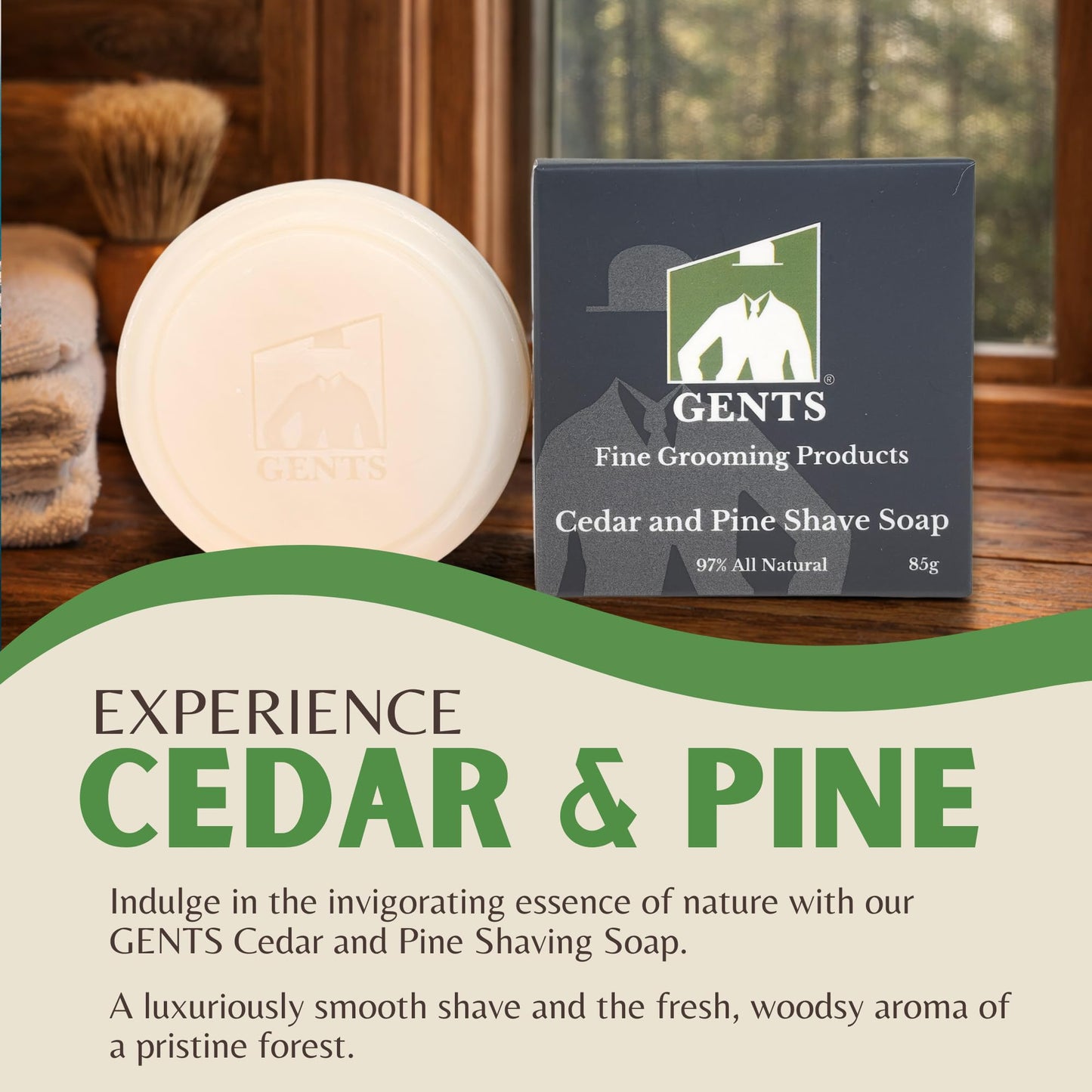 GENTS Men's Cedar and Pine Shaving Soap with Shea Butter and Glycerin, Pack of 3 (3oz Each) Beauty and Personal Care G.B.S