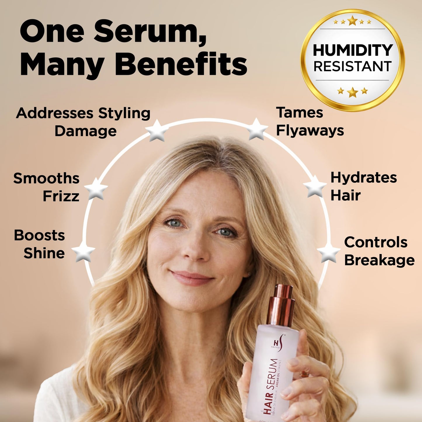 Herstyler Argan Oil Serum for Natural Shine - Anti-Frizz Straightening Serum for Damaged Tresses (Pack of 2)