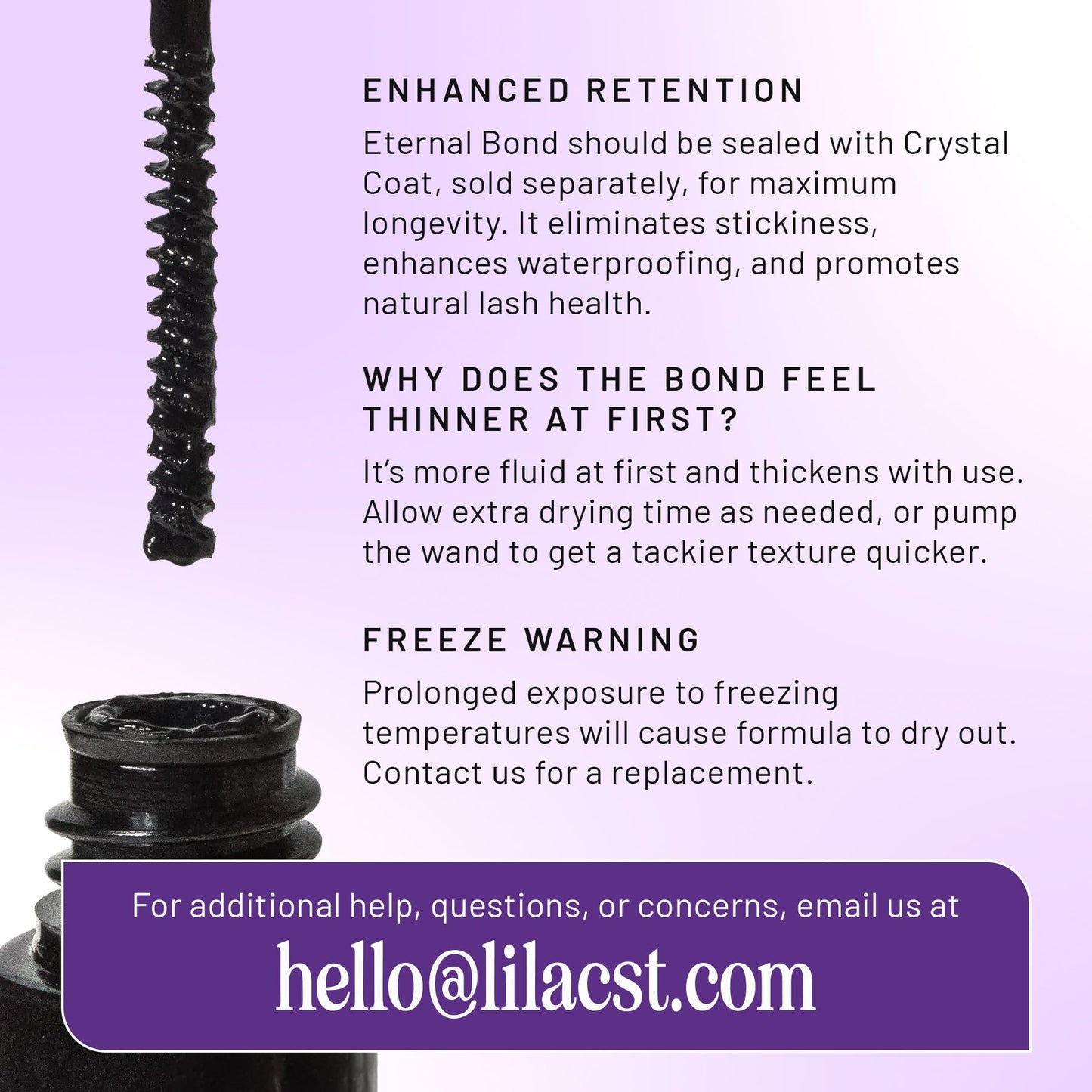 Lilac St - Eternal Bond (Black) - Lash Cluster Glue - Mini Mascara Wand Applicator - Strong & Flexible Hold - Waterproof - Sensitive Eyes Safe Beauty and Personal Care Lilac St.