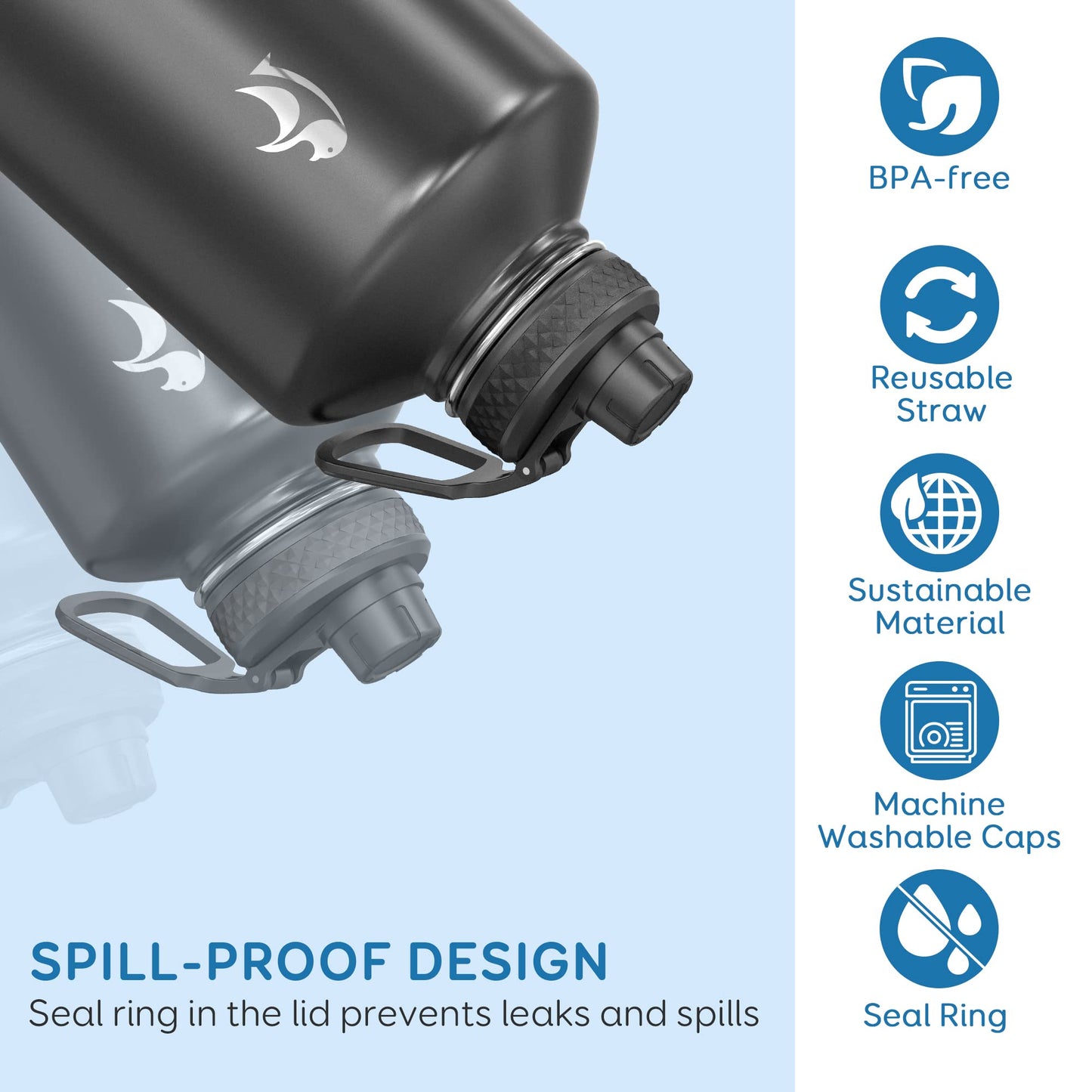 Coolflask Gallon Water Bottle Insulated with Straw&3 Lids, 128 oz Water Jug Large Stainless Steel Metal Vacuum Wide Mouth for Sports, Gym or Office