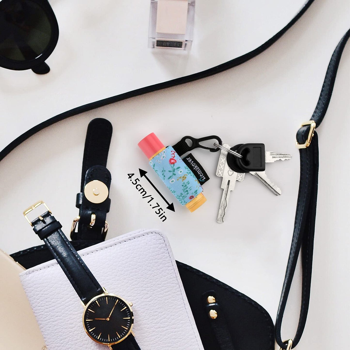 6 Pack Compact Clip-On Lipstick Holder Premium Release Clip Neoprene Sleeve Lip Balm with Clip Fits Most Standard Lip Balm, Large