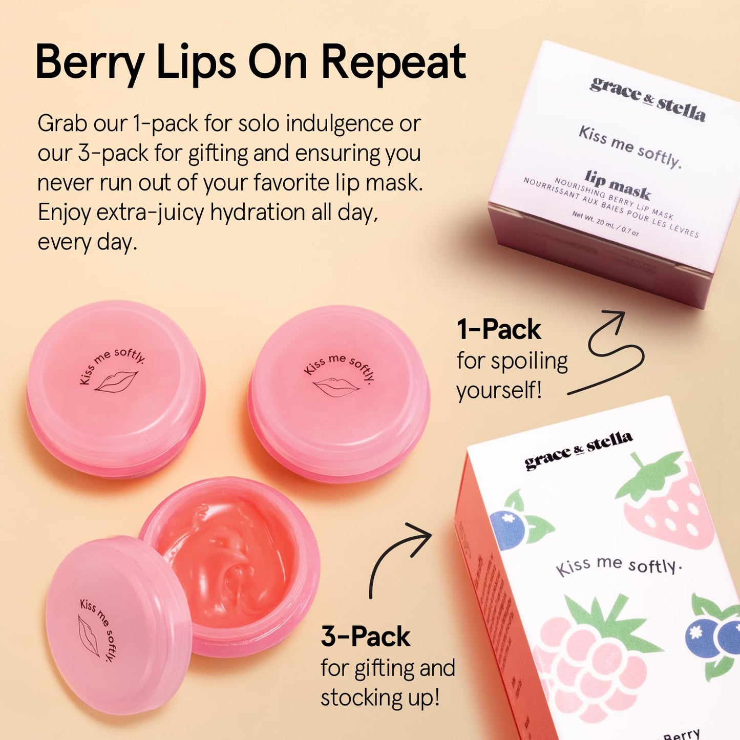grace & stella Award Winning Lip Butter - Lip Balm Hydrating - Nourishing Lip Mask (3-pack) Airplane Travel Essentials, Beach Vacation and Purse Beauty and Personal Care grace & stella