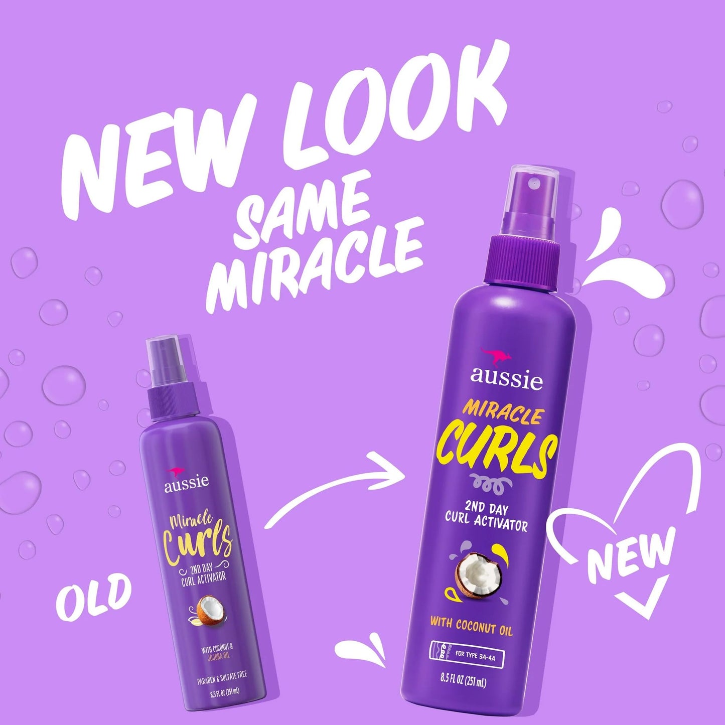 Aussie Miracle Curls 2nd Day Curl Activator Spray with Coconut & Jojoba Oil, Curl Refresher for Wavy & Curly Hair, 8.5 fl oz (Pack of 2)